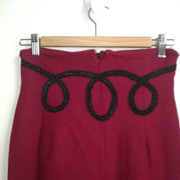 𝅺VINTAGE Red Spanish Winter Style High-Rise Tapered Trouser Pants Size Small - Picture 3 of 13